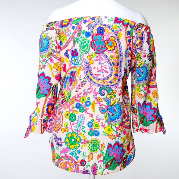 Glam off the shoulder floral paisley top small - Picture 2 of 10